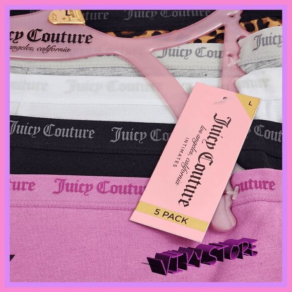 NWT 💕 Juicy Couture Sexy 5-Pack Panties Large Tag Free, Back Logo #7111 💕 - Picture 2 of 4